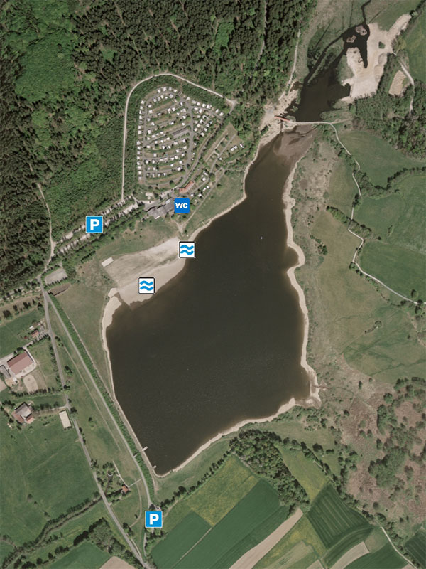 Luftbild Perlsee mit öffentlichen Einrichtungen