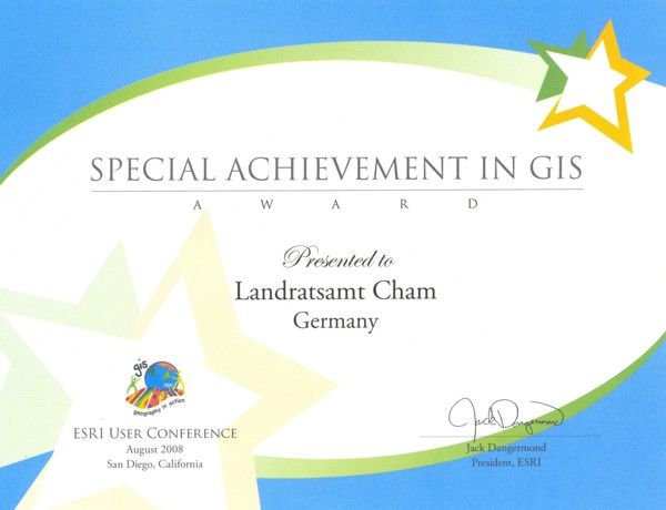 Urkunde Special Achievement in GIS