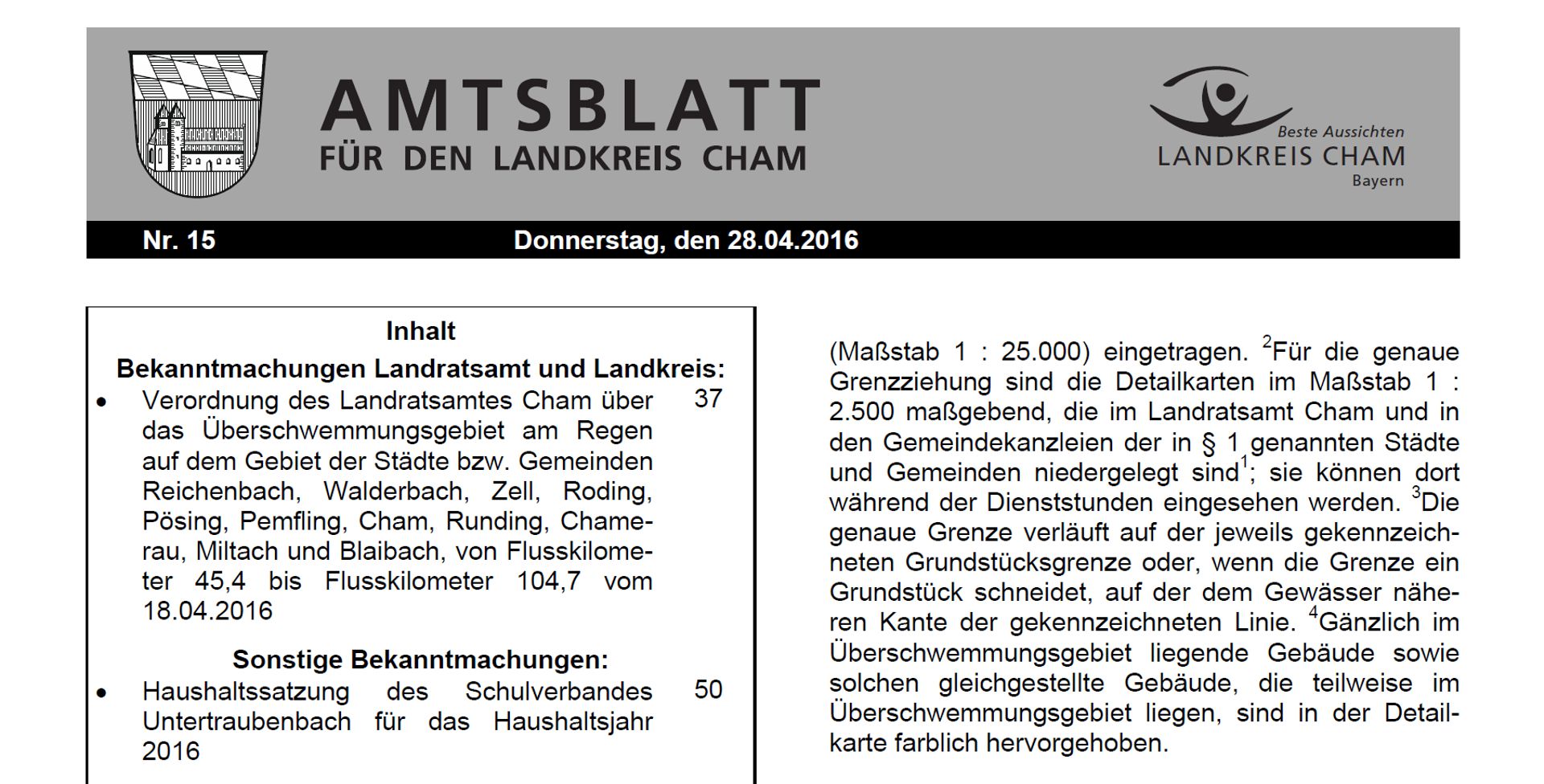 Zur Unterseite der Landkreis Homepage: Amtsblätter