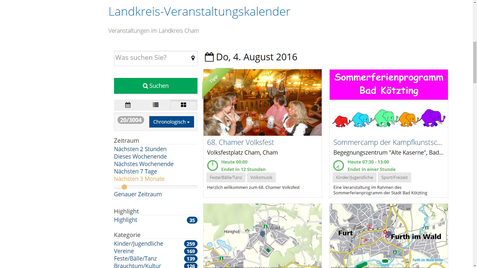 Zur Unterseite der Landkreis Homepage: Veranstaltungskalender
