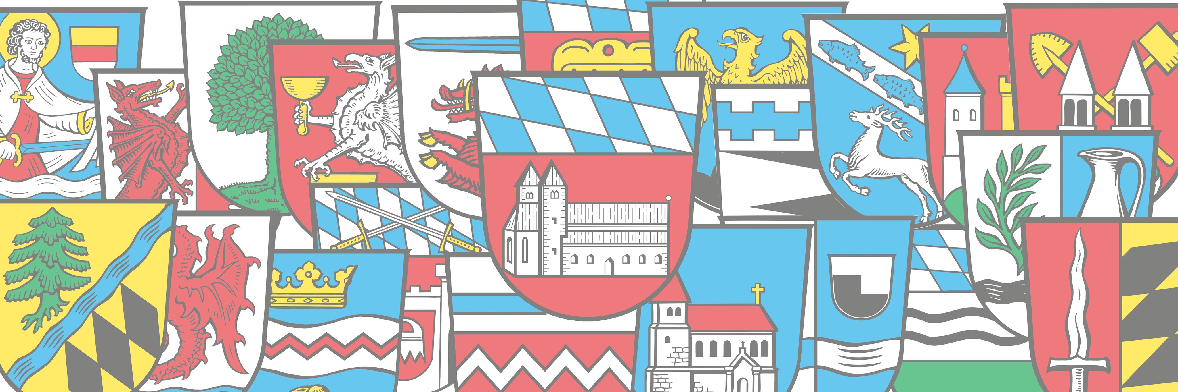 Collage aus den Wappen des Landkreises und der Gemeinden