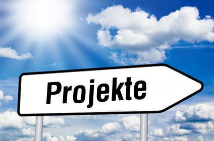 Wegweiser mit Beschriftung: Projekte