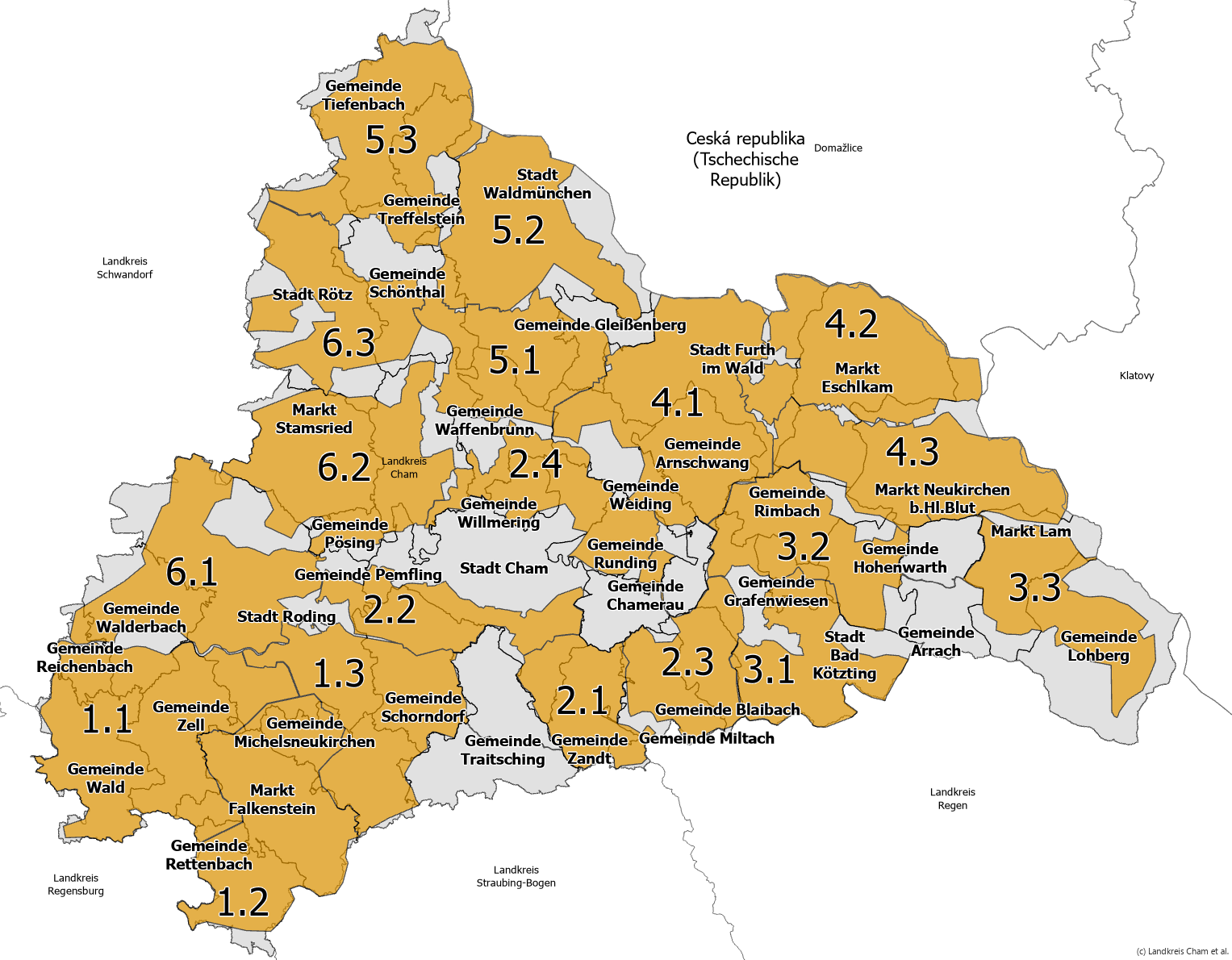 Karte mit Clustereinteilung des Landkreises