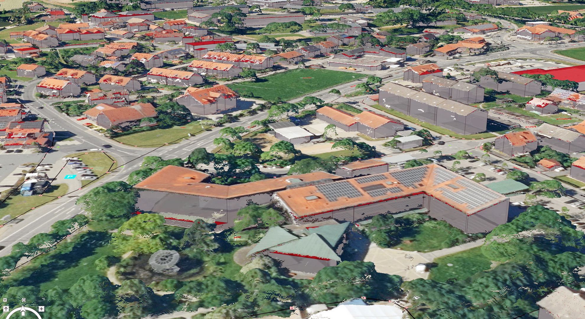 3D-Szene Kartenbereich Landratsamt Cham und Umgebung
