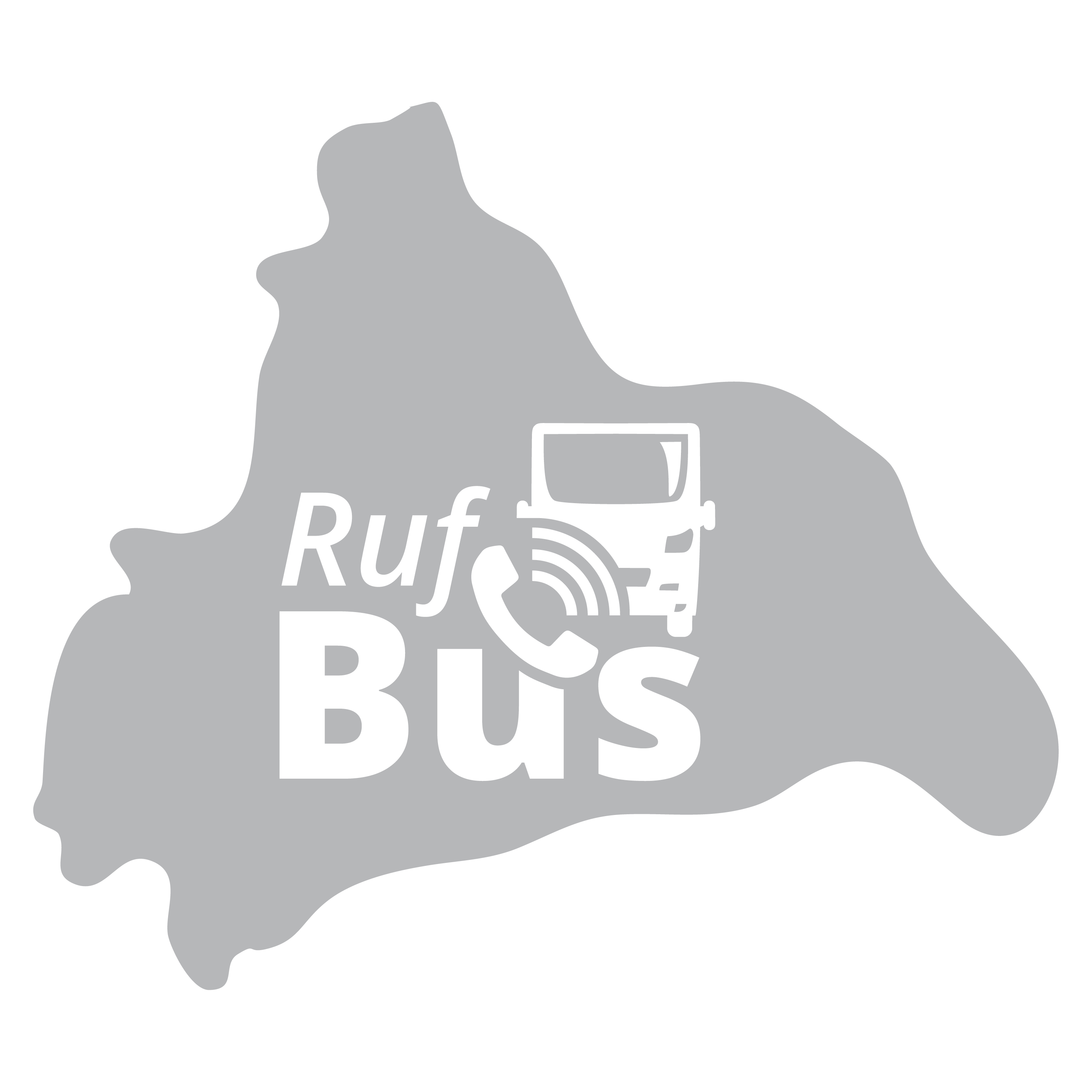 Beschriftung Rufbus auf Landkreis-Silhouette