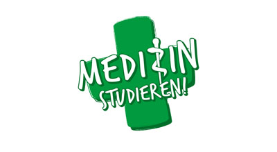Grafik: Grünes Kreuz mit Beschriftung Medizin studieren!