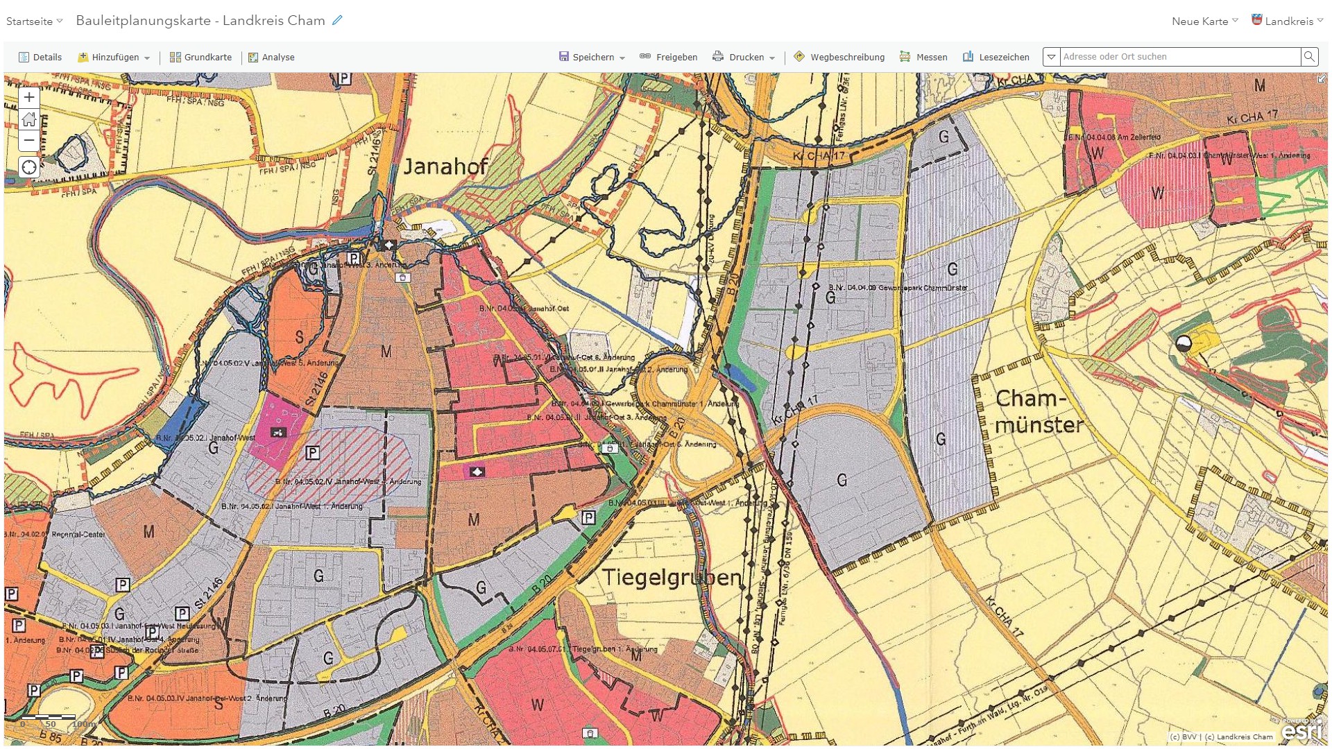 Bauleitplanungskarte Janahof - Chammünster