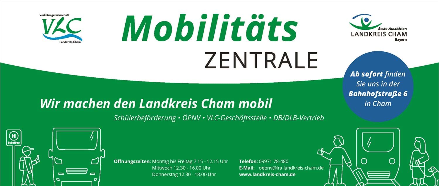Plakat der Mobilitätszentrale mit der im Text bereits erwähnten Kontaktdaten und Öffnungszeiten.