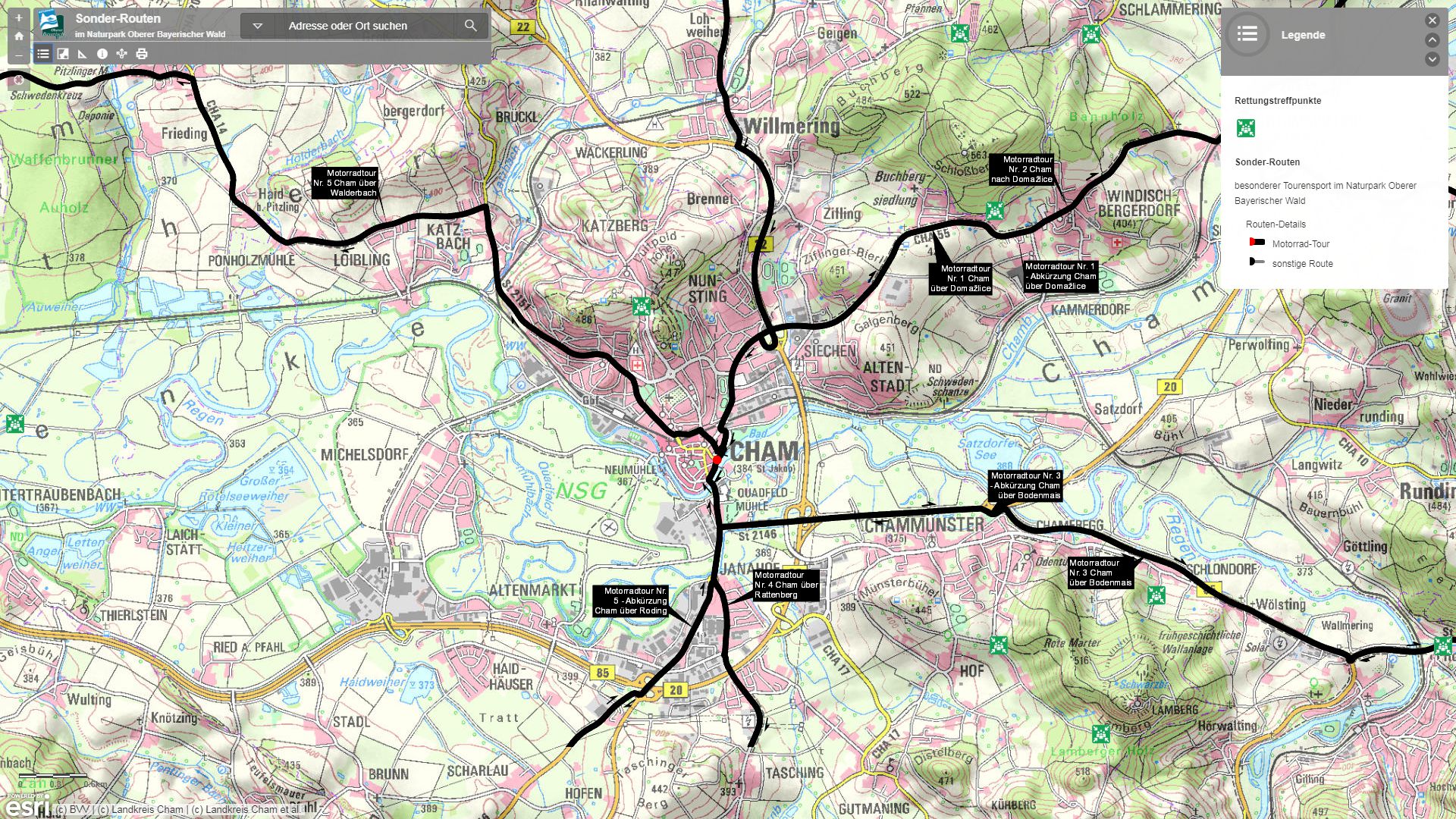 Zur externen GIS-Map Sonder-Routen unter arcgis.com