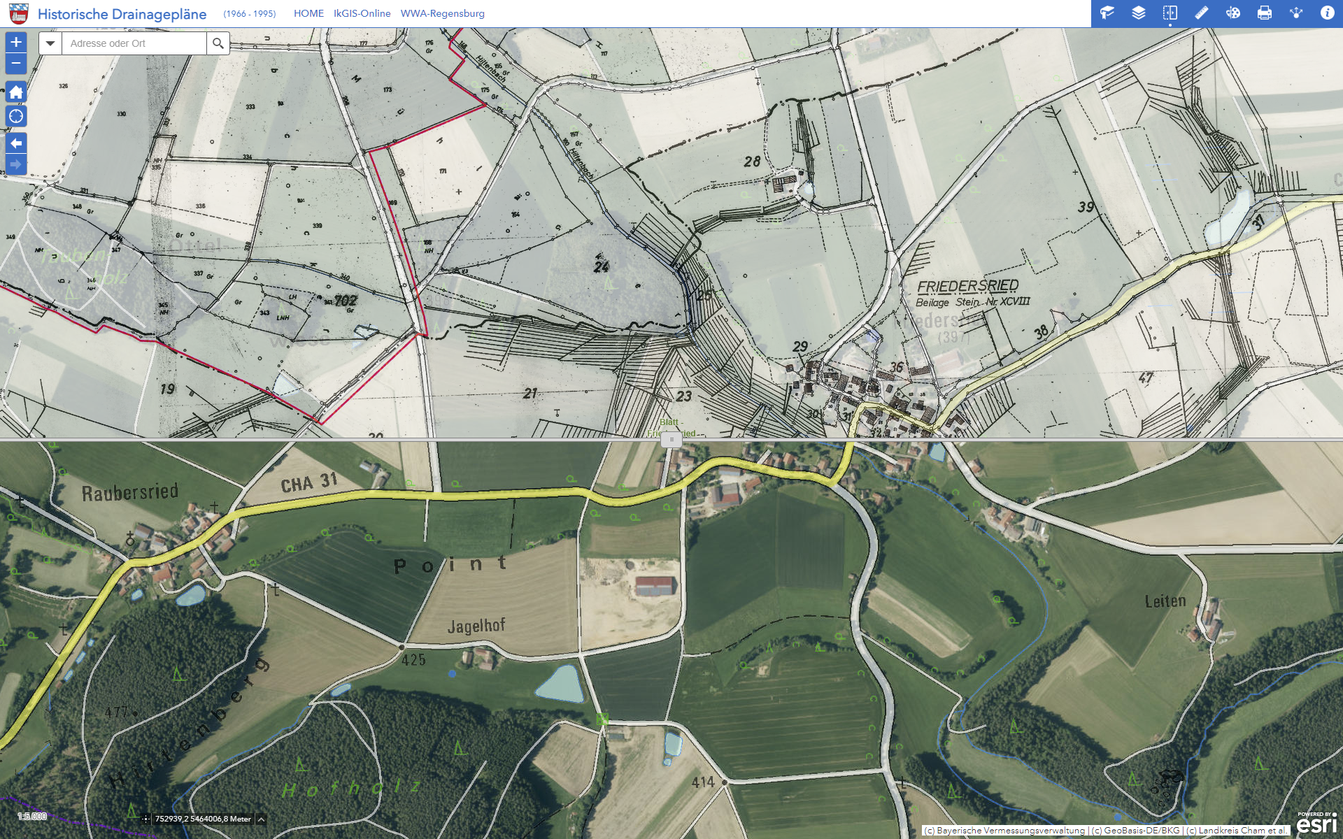 GIS-Map Historische Drainagepläne unter lra-cha.maps.arcgis.com