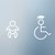 Zwei Symbole: Baby und Rollstuhlfahrer mit Doktorhut