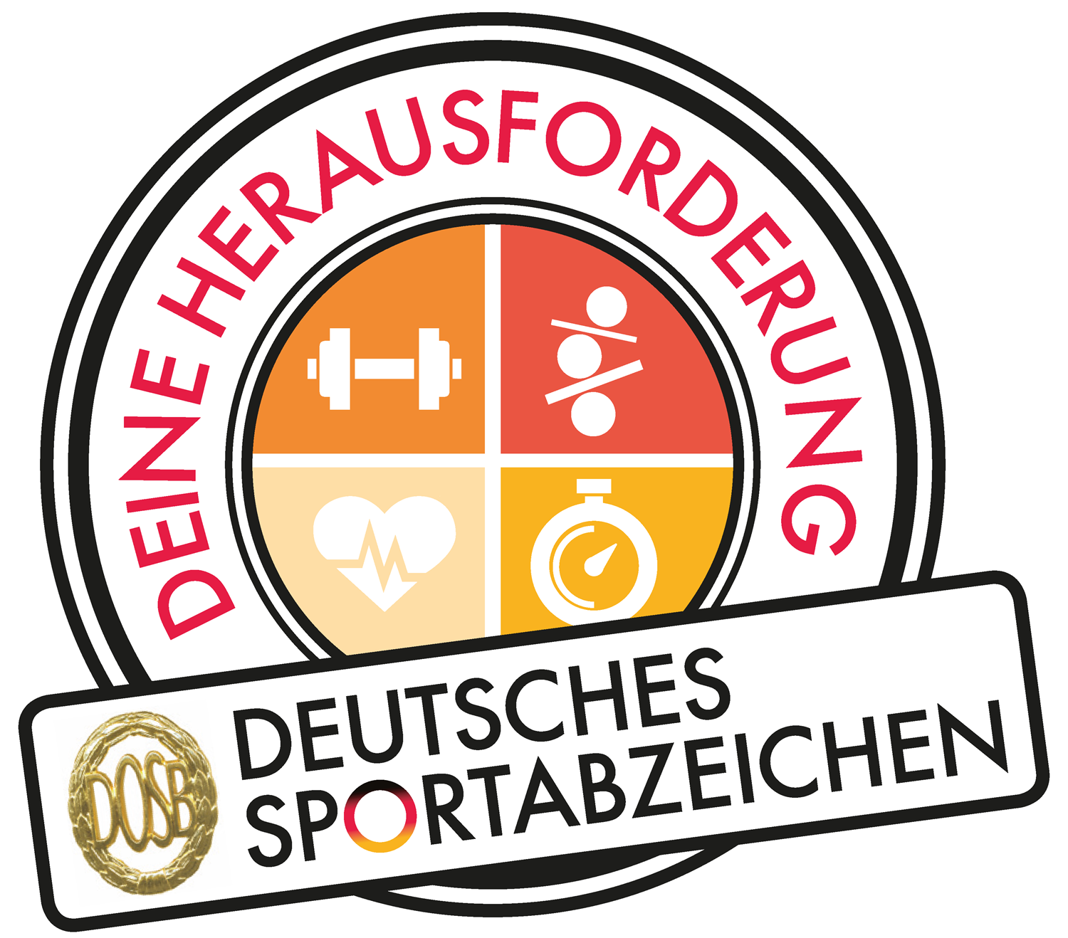 Logo des Deutschen Sportabzeichens mit den 4 Symbolen für Stärke, Balance, Ausdauer und Schnelligkeit.