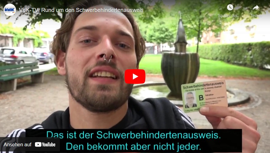 zur externen Seite: VdK-TV - Rund um den Schwerbehindertenausweis - unter www.youtube.com