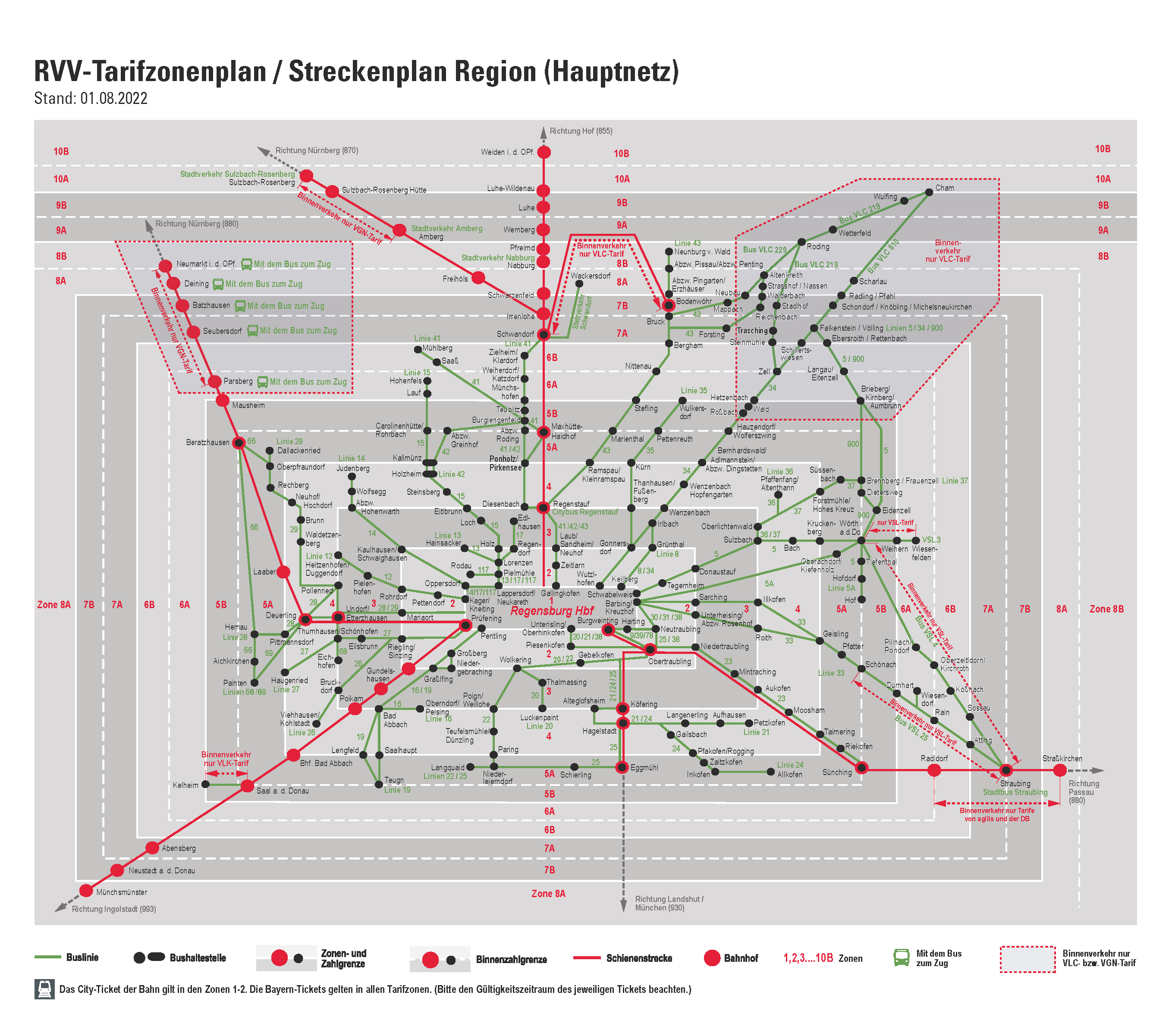 Tarifzonenplan Regensburger Verkehrsverbund