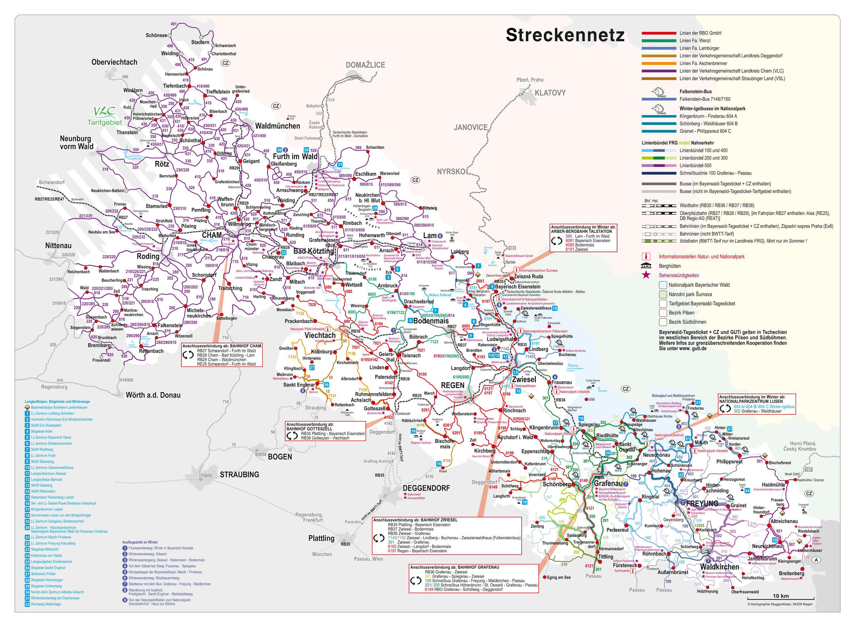 Bayerwald-Tagesticket Streckennetzkarte