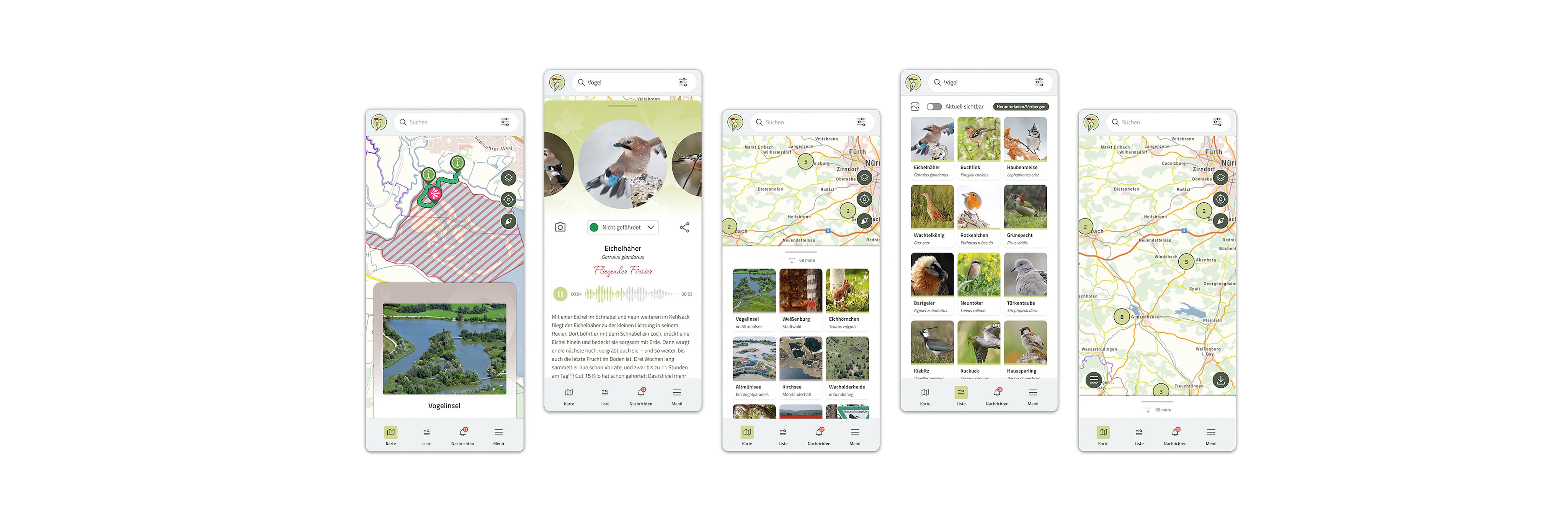 Screenshots der App natur.digital - Bayerns Natur entdecken