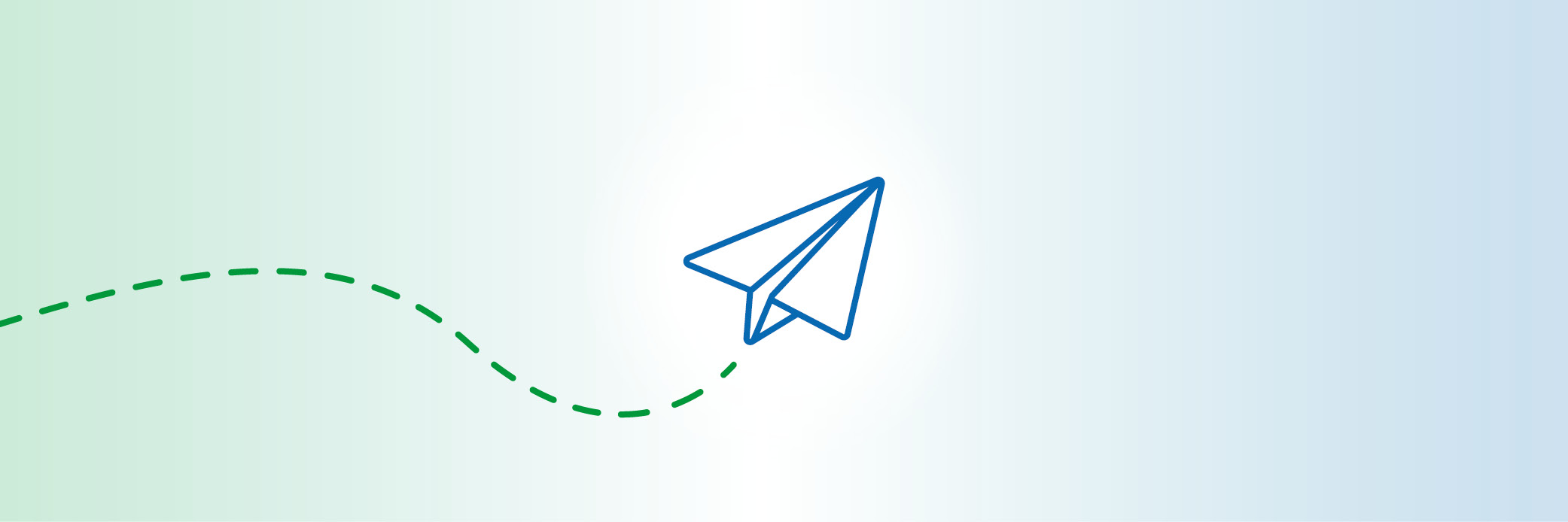 2D-Grafik: Banner mit einem fliegenden Papierflugzeug