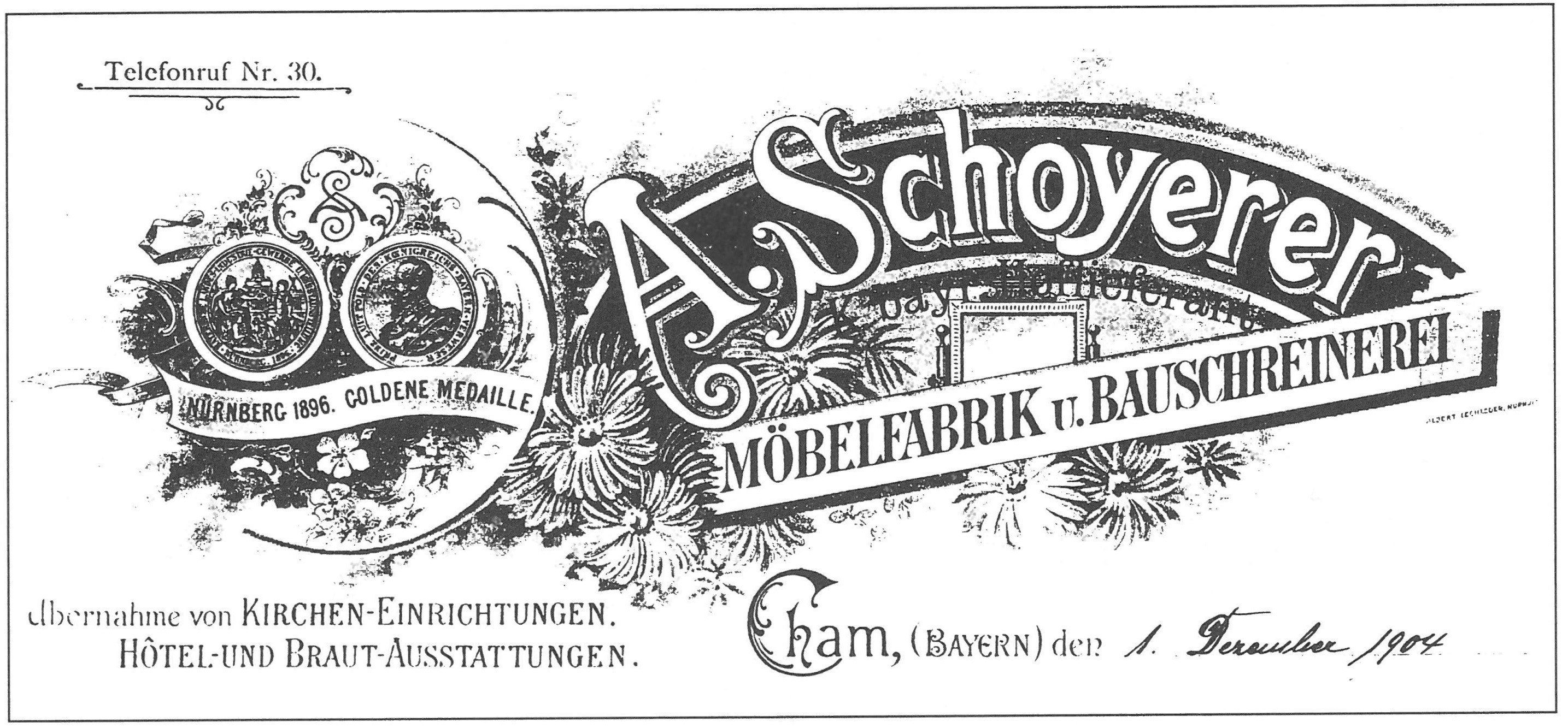 Anzeige der Möbelfabrik Schoyerer