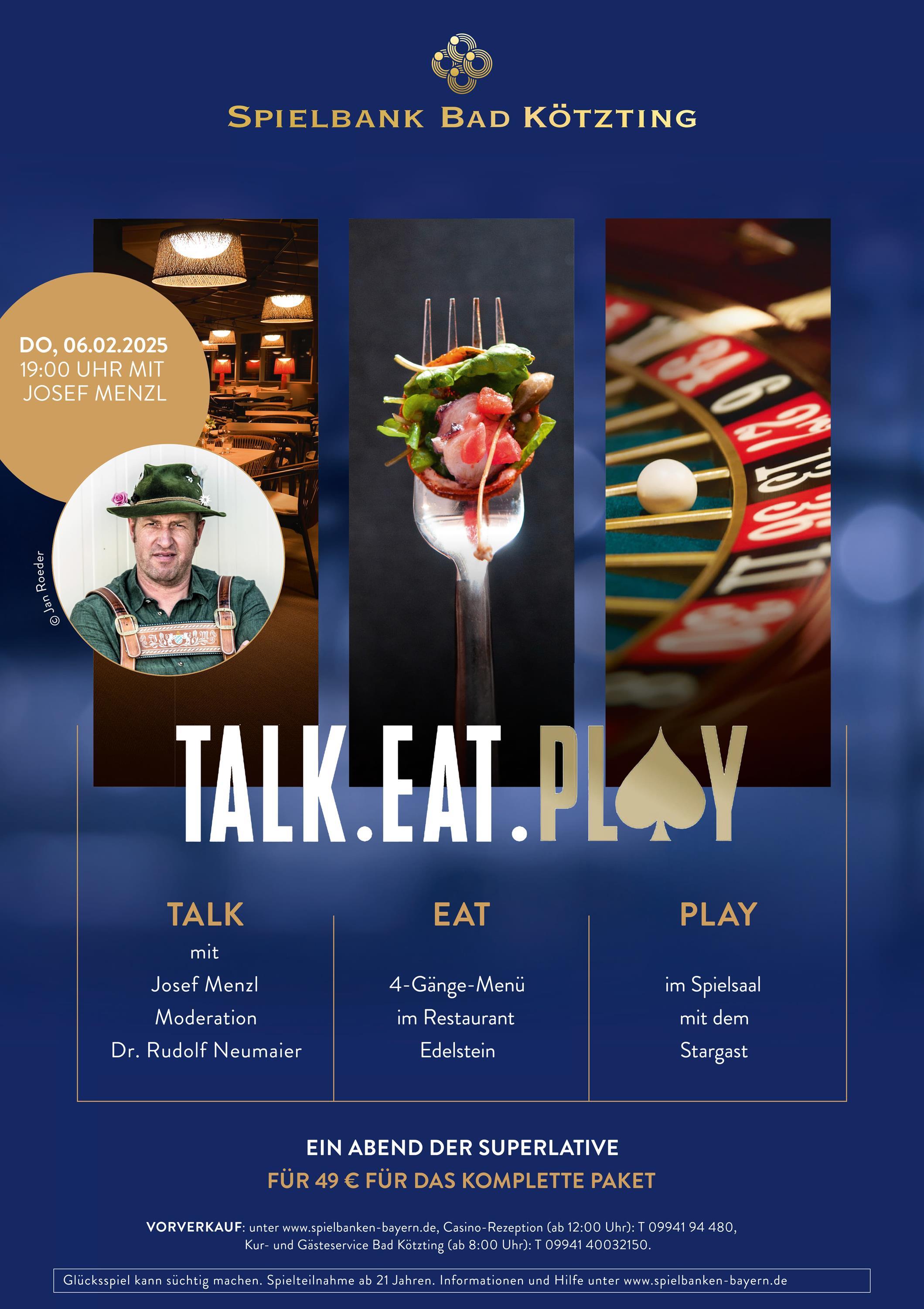 Talk.Eat.Play mit Josef Menzl, Plakat