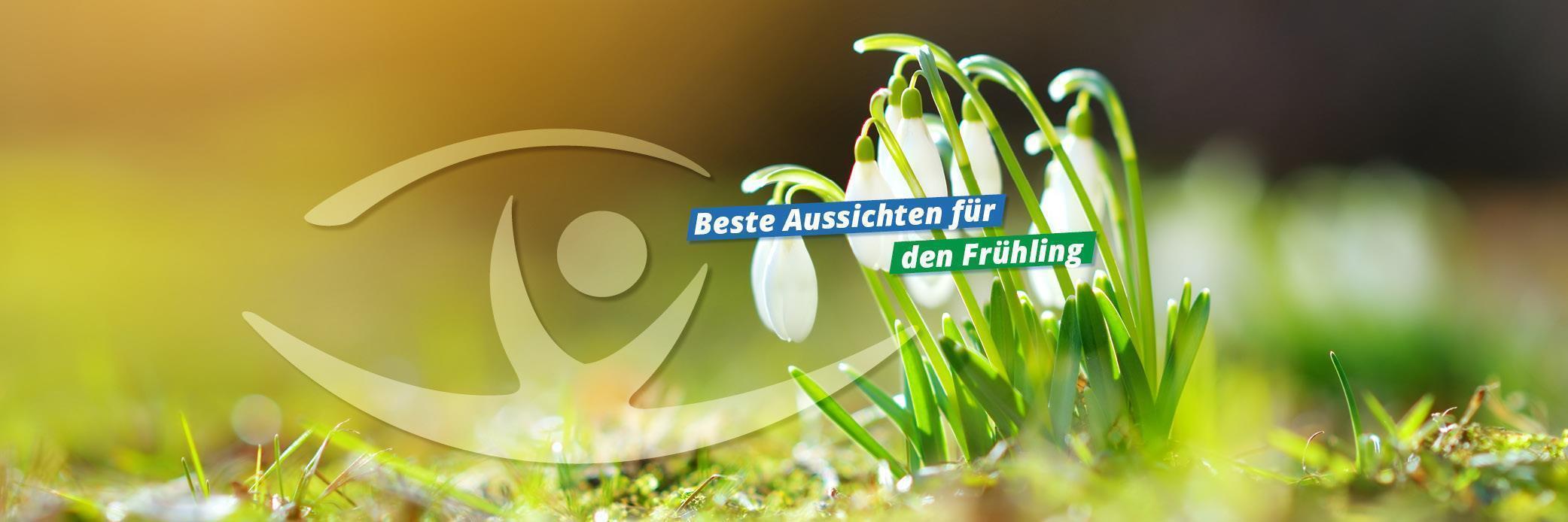 Schneeglöckchen, Beschriftung: Beste Aussichten für den Frühling