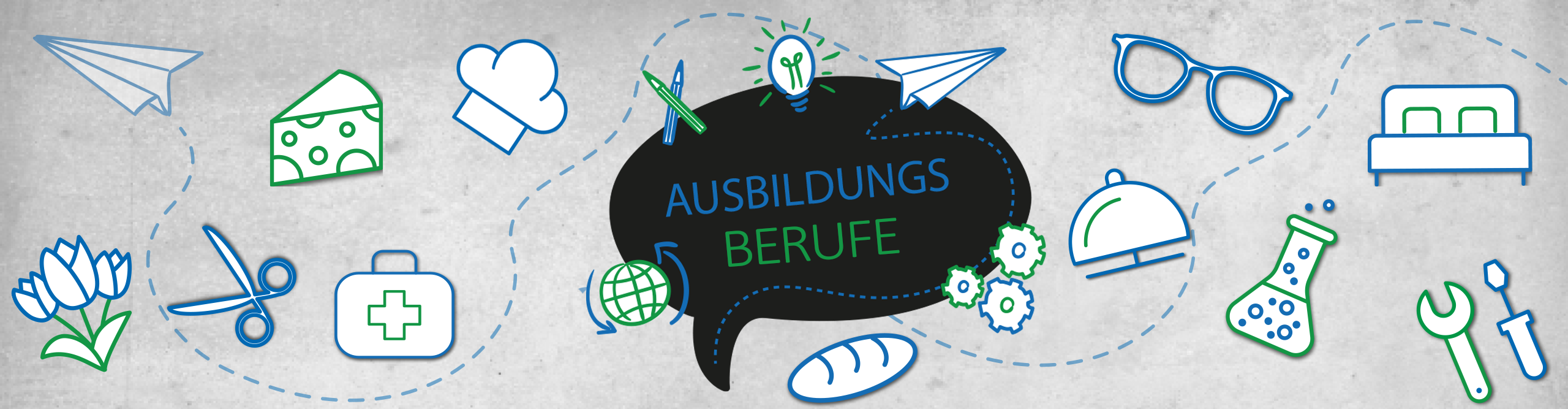 Symbole verschiedener Ausbildungsberufe