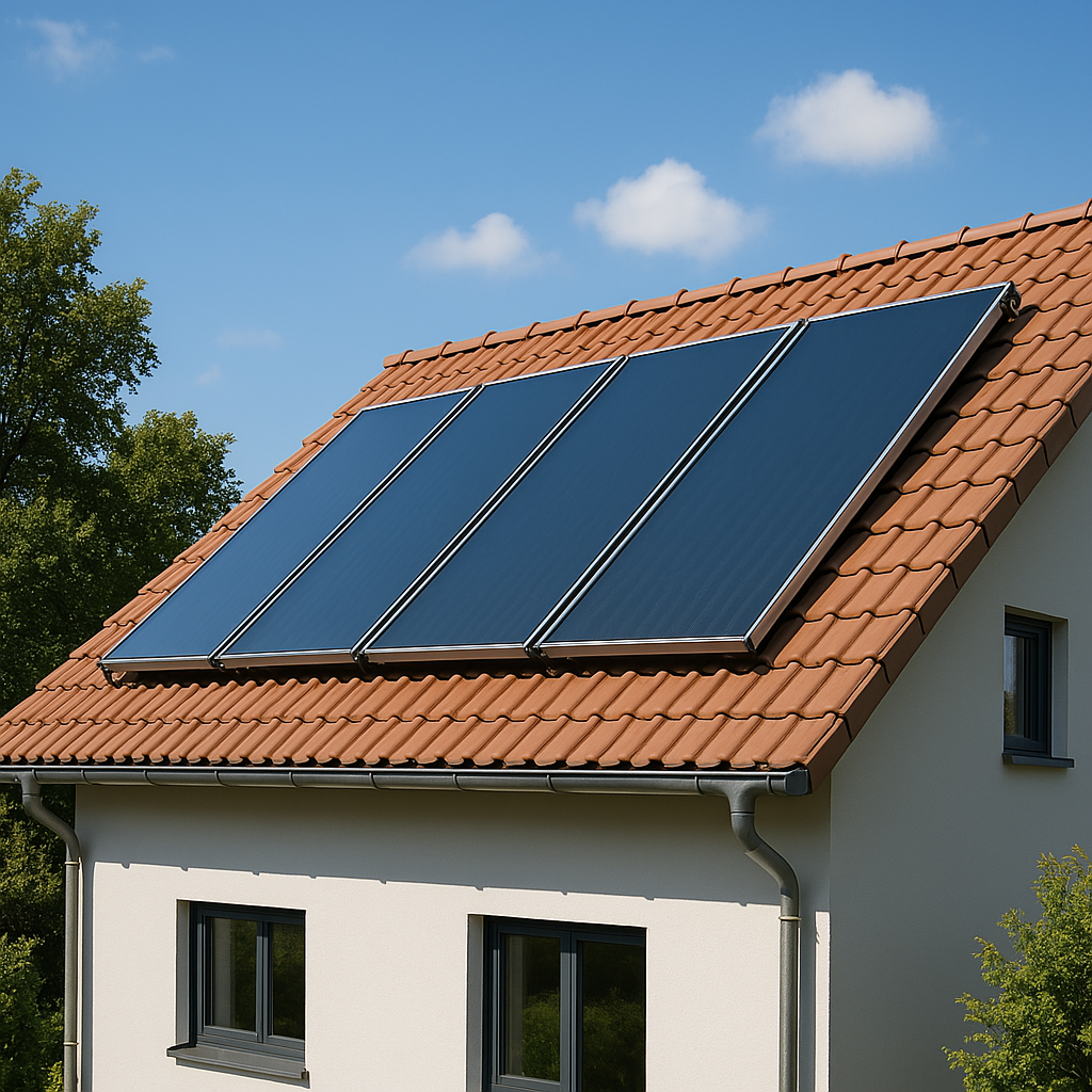 Thermische Solaranlage auf einem Hausdach